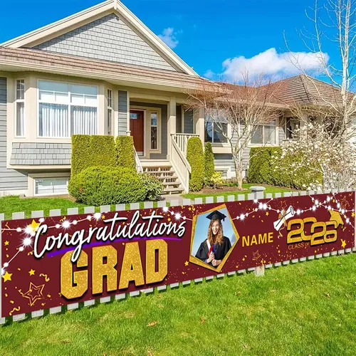 Miniatura 21 de Decoraciones personalizadas para fiestas de graduación 2026 – Cartel de felicitación de graduación grande – Cartel de fondo de graduación