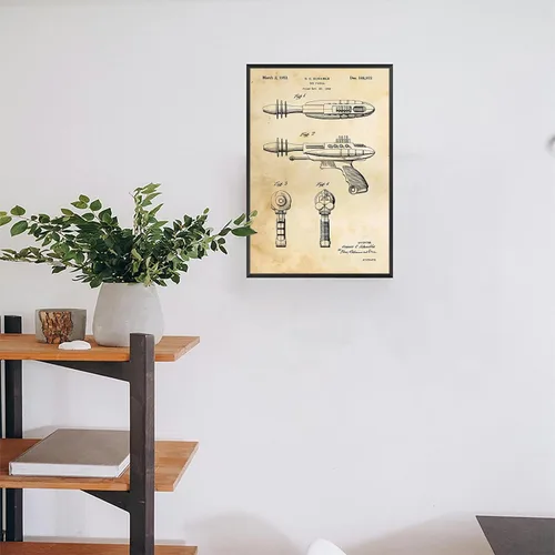 Miniatura 7 de Póster retro de juguete con pistola láser de Estados Unidos, arte de pared, arte de pared de ciencia ficción futurista, impresión de pistola