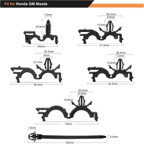 Miniatura 4 de GOOACC Surtido de 60 clips de enrutamiento para telar de alambre de automóvil, 6 tamaños diferentes, clips de enrutamiento universales para Honda GM