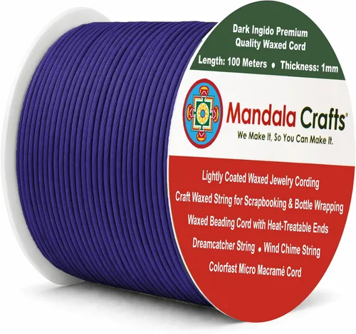 Miniatura 49 de Cuerda Mandala Crafts 0.03 pulgadas 109 yardas para hacer joyería, artesanía, macramé, cuerda de algodón encerado Negro