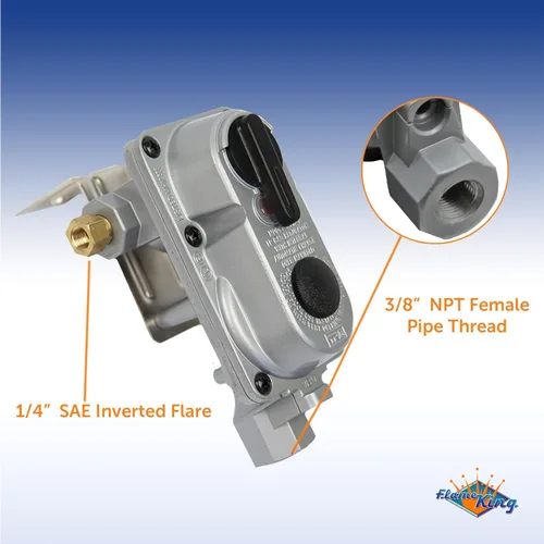 Miniatura 2 de Flame King KT15ACR-2 Regulador de gas propano LP de cambio automático de 2 etapas con dos coletas de 15 pulgadas para vehículos recreativos