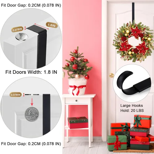 Miniatura 5 de HEYHOUSE Colgador de Corona, Decoraciones de Pascua Colgador de Corona Ajustable para Decoración de Puerta Frontal de 14.9-25", Ganchos