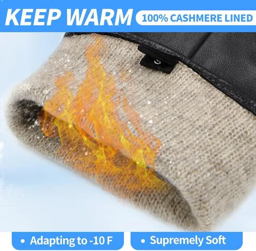Miniatura 8 de MGGMOKAY Guantes de cuero para hombre, guantes de invierno de piel de oveja con forro