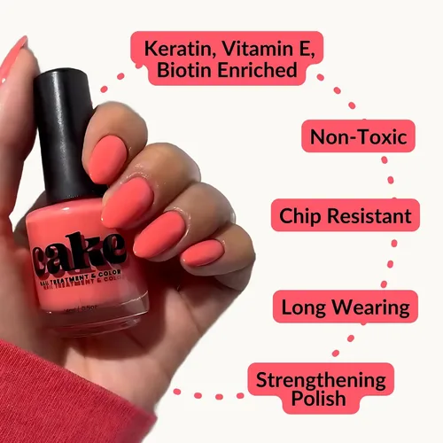 Miniatura 2 de Cake - Esmalte de uñas no tóxico, fortalecedor de uñas, fortalecedor y crecimiento de uñas, reparación de uñas para uñas dañadas, esmalte de uñas
