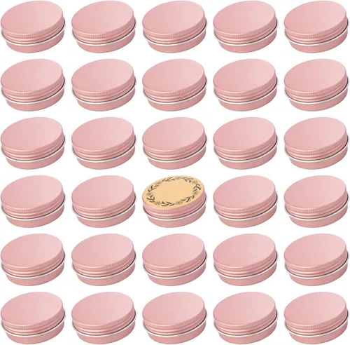 Miniatura 16 de Recipiente de aluminio de 1 oz / 30ml con tapa de rosca y etiquetas en blanco (Naranja - Paquete de 32)