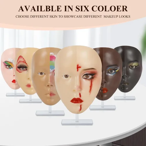 Miniatura 6 de Hongmed Cara de práctica de maquillaje, tabla de práctica de maquillaje con 1 pintura facial y 2 pinceles de maquillaje para pintura facial