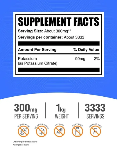 Miniatura 2 de BulkSupplements Citrato de potasio en polvo, 1
