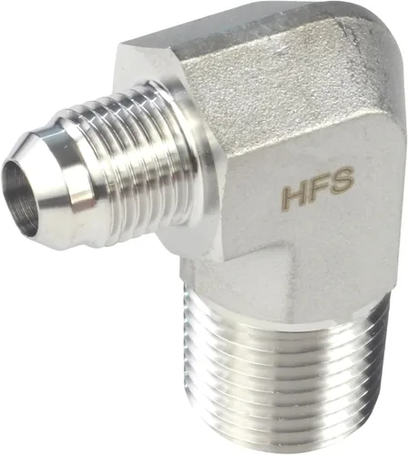 Miniatura 8 de HFS (R) 1/2" macho NPT a 1/2" macho JIC codo 90° Flare tubería de acero inoxidable 304 (1/2" MNPT x 1/2" MJIC)
