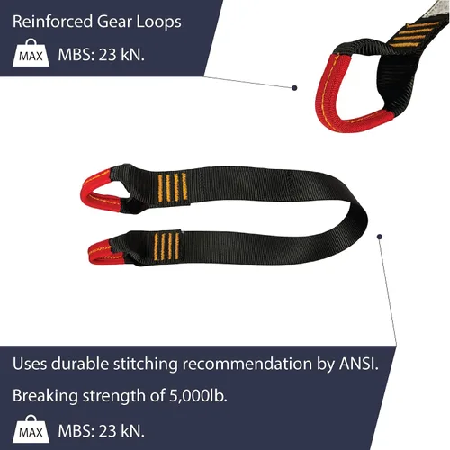 Miniatura 4 de ProGrip - Cordón de seguridad con cremallera y trabillas para engranajes, 2 pies, 23 kN, color negro