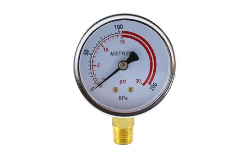 SÜA - Manómetro de baja presión para regulador de acetileno 0-30 psi - 2.5 pulgadas