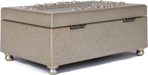 Miniatura 4 de Cottage Garden Caja de música pequeña con diseño de rosa en relieve en tono plateado con texto en relieve de sobrina Sweet Smile Bring Joy Plays You