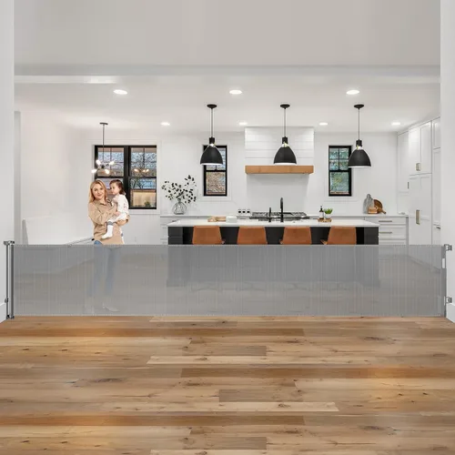 Miniatura 20 de Puerta de Bebé Retráctil Extra Ancha de 85 Pulgadas para Interiores, Puerta de Bebé Extra Larga para Exteriores, Puerta Extra Grande para Perros