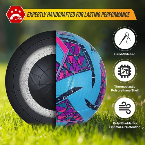 Miniatura 4 de Vizari Reflect Pro - Balón de fútbol sala para interiores de alta calidad, tamaño 4, película de cubierta de TPU brillante cosida a mano, perfecta