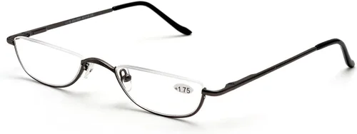 Miniatura 12 de ZUVGEES Gafas de lectura vintage de aleación semi sin montura para hombres y mujeres, medio marco, gafas delgadas con estuche elegante T0340