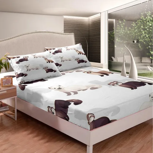 Miniatura 2 de Juego de sábanas ajustables de hurón para niños, bonitos juegos de ropa de cama de animales salvajes, lindo juego de ropa de cama de vida silvestre