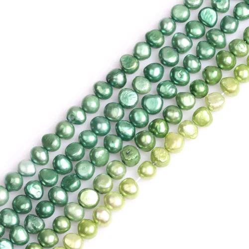 GEM-Inside - Cuentas sueltas de perlas de energía natural para fabricación de joyas, 0.315 a 0.315 pulgadas, color verde, cultivadas de 15 pulgadas