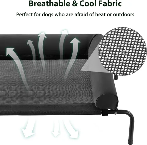 Miniatura 3 de Cama elevada refrescante para perros grandes – Cuna elevada impermeable con reposacabezas inclinado, malla Teslin transpirable, cama duradera