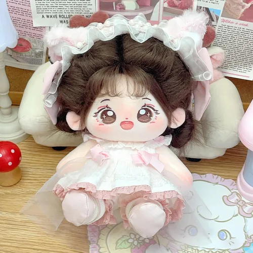 Miniatura 4 de CALEMBOU Muñeca de peluche - Muñeca de algodón suave y linda de 20 cm de anime kawaii con disfraz de esqueleto y ropa (Chacha)