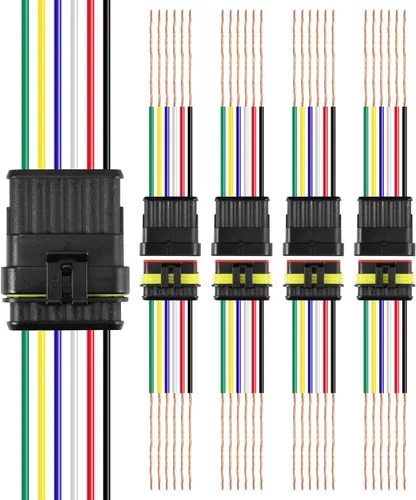 Miniatura 9 de RDBS Kit de 5 conectores de cable eléctrico de 3 pines, enchufe macho y hembra impermeables de 3 vías para automóvil, camión, motocicleta, barco