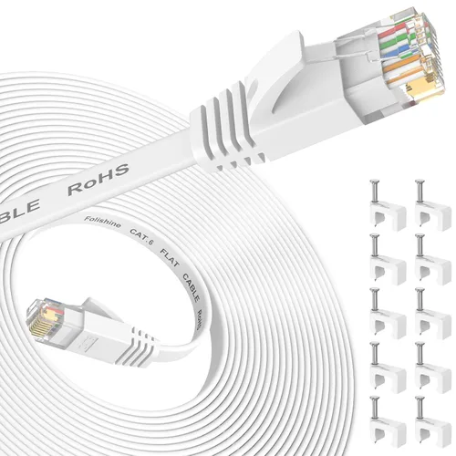 Miniatura 11 de Folishine Cable Ethernet Cat 6e de 10 pies, cable de red plano con conector RJ45 sin enganches para divisor Ethernet, PS4, Xbox, cable LAN de alta