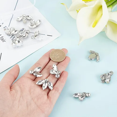 Miniatura 3 de FINGERINSPIRE 12 diamantes de imitación de cristal en forma de hoja - 6 estilos de apliques de cristal brillante con fijación en caliente, hojas