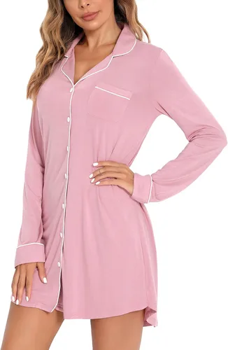 Miniatura 6 de Camisones para mujer, con botones, manga corta, camisón de pijama suave