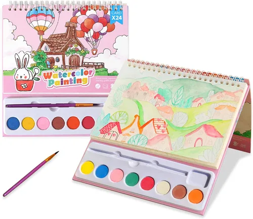 Miniatura 16 de Cavnewt Libro de Pintura de Acuarela de Bolsillo, 21 Páginas, Set de Libro para Colorear con Acuarela de Viaje para Niños de 3-8 Años, Regalos