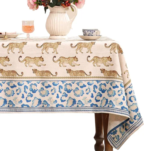 Miniatura 43 de patdrea - Mantel de lino floral, grueso, decorativo y francés para mesas rectangulares o cuadradas, para cocina y comedor, 55 x 79 pulgadas
