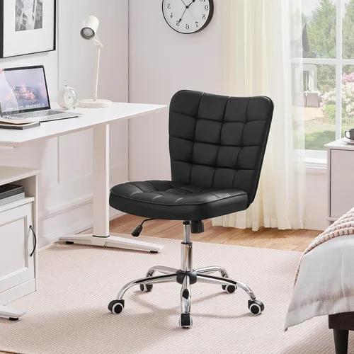 Miniatura 8 de Yaheetech Silla de Escritorio de Oficina Moderna Acolchada sin Brazos de Computadora Tapizada en Cuero Sintético con Altura de Asiento Ajustable