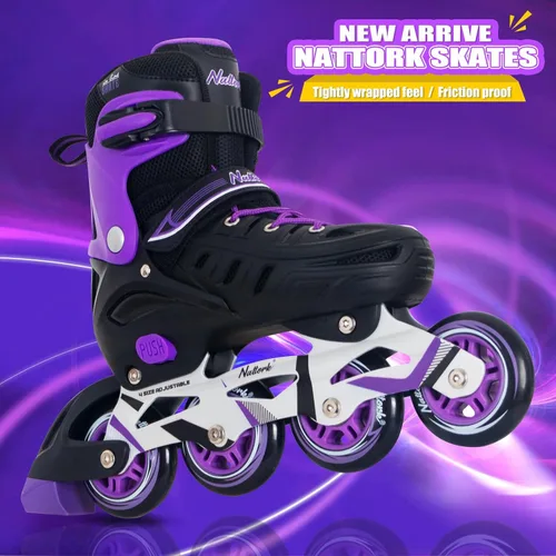 Miniatura 5 de Nattork Patines en línea para niños y niñas, hombres y mujeres, 4 tamaños ajustables, cuchillas de patines de ruedas para principiantes para niños