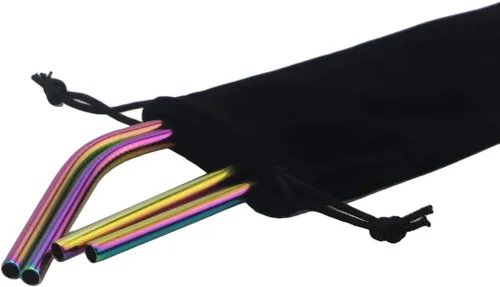Miniatura 3 de Pajitas de metal de acero inoxidable de 8.5 pulgadas, juego de 4 popotes reutilizables – Cepillo de limpieza de color ultra largo para 20/30 onzas