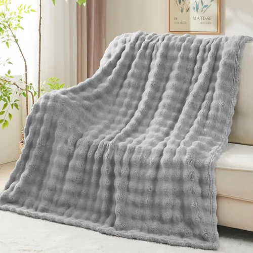 Miniatura 42 de NEWCOSPLAY Manta para Sofá Aqua Súper Suave de Franela Polar 3D Burbuja Ligera Manta de Cama para Uso en Todas las Estaciones (Aqua, Throw(50"x60"))