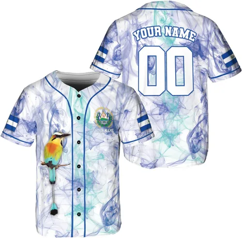 Miniatura 18 de Parvii Camiseta de béisbol personalizada de El Salvador Orgulloso, camiseta de El Salvador, camiseta de El Salvador, Jersey de El Salvador
