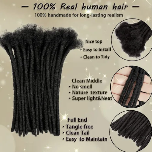 Miniatura 2 de Extensiones de cabello humano con 10 hebras de 6 pulgadas, 100 % hechas a mano, extensiones permanentes de rastas para mujeres y hombres, se pueden