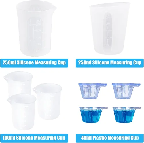 Miniatura 4 de Woohome Kit de herramientas de 58 tazas medidoras de resina, kit de herramientas de resina epoxi incluye 3 estilos de taza de medición de silicona