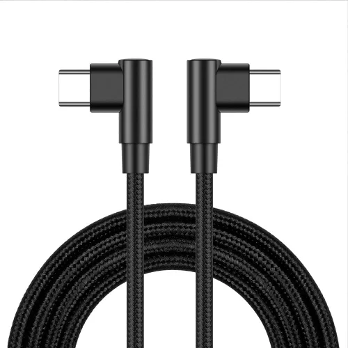 Miniatura 13 de Cable USB C a USB C en ángulo recto de 3.3 ft/3 pies, 90 grados, 60 W, PD tipo C, cable trenzado de nailon de carga rápida y transmisión de datos