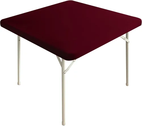 Miniatura 8 de Mantel elástico para mesa auxiliar de cóctel, ajustable de elastano, tamaño pequeño, para mesa auxiliar, 24 x 24 pulgadas, color beige