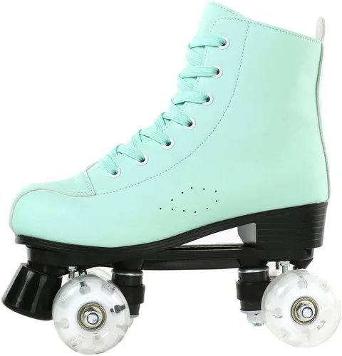 Miniatura 5 de YYW - Patines de cuero PU de alta calidad para mujeres y hombres, tipo botín, clásicos de doble fila, para interiores y exteriores, con bolsa