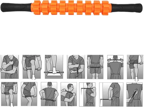 Miniatura 4 de Rodillo muscular, rodillo de relajación de alta resistencia, varillas de masaje muscular, fitness, deporte, fascia, para gimnasio en casa (naranja)