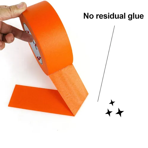 Miniatura 8 de BOMEI PACK Cinta adhesiva para pintores naranja de 2 pulgadas, cinta de enmascaramiento adhesiva naranja mediana de 2 pulgadas x 55 yardas