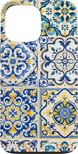 Miniatura 23 de iPhone 13 Patrón de azulejos mediterráneos sicilianos con estuche estético Maiólica