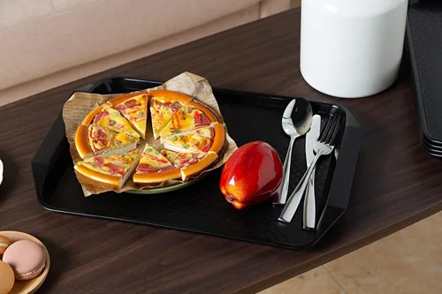 Miniatura 5 de Aebeky Bandeja de plástico para comida rápida, 16.7 x 11.8 pulgadas, juego de 12 (negro)