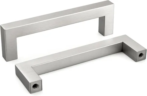 Miniatura 14 de homdiy Paquete de 1 tirador de gabinete de níquel cepillado de 3-3/4 pulgadas, manijas cuadradas de acero inoxidable para puerta de armario