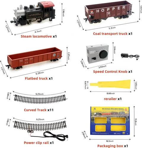 Miniatura 4 de Juegos de Tren Eléctrico a Escala HO 1:87, Juego de Tren Locomotora Negra con Control Remoto, Paquete de Energía de Vía y Control de Velocidad