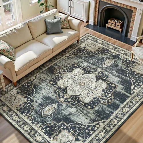 Miniatura 40 de Lofus 8x10 Alfombras de área para sala de estar, alfombra de área lavable, alfombras para dormitorio, cocina, alfombra vintage boho, alfombra suave