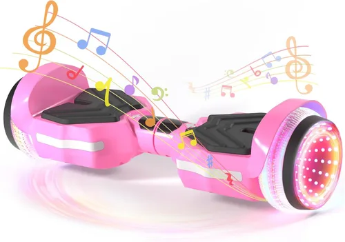 SIMATE Patinete, ruedas LED coloridas iluminadas, altavoces Bluetooth y APP, motores duales de 250W, velocidad máxima de 8.5 mph y alcance máximo de