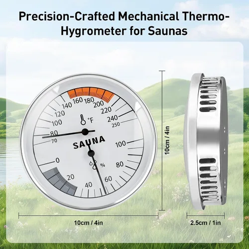 Miniatura 2 de Termómetro de sauna Fahrenheit e higrómetro 2 en 1 – Medidor preciso de temperatura de humedad interior, accesorios de sauna, medidor
