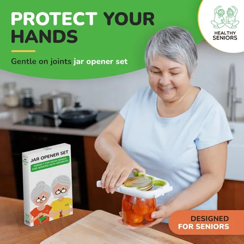 Miniatura 2 de Healthy Seniors Abrebotellas para manos débiles y personas mayores con artritis, 5 en 1, abrebotellas multifunción para manos artríticas con agarre