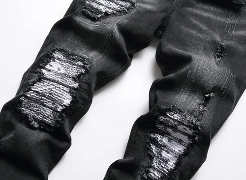Miniatura 3 de TMMMT Jeans ajustados de ajuste recto lavado de moda para hombre