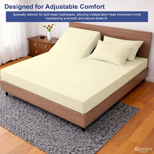 Miniatura 6 de KRISHNA Juego de sábanas prémium de 4 piezas de 34 pulgadas para cama ajustable con números de sueño, 100% algodón egipcio, sábana bajera ajustable